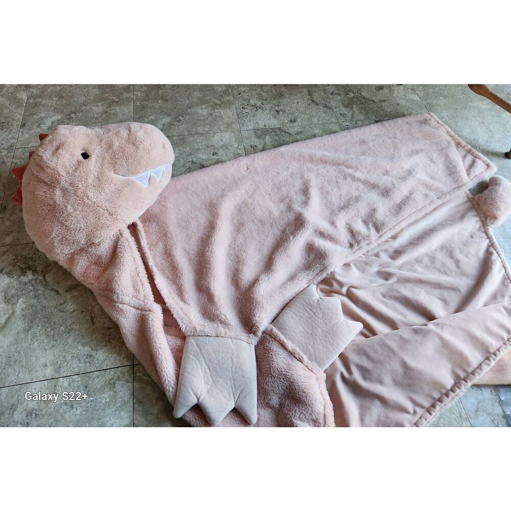 Pillowfort pink Dinosaur hooded plush blanket wrap for kids Super soft